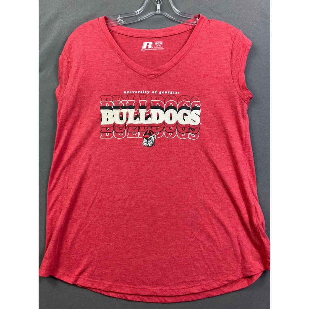 Russell University of Georgia Bulldogs Red Sleeveless V-Neck Graphic Tee Small